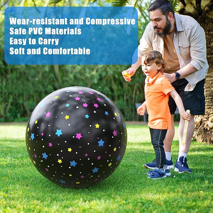 Black Beach Ball, Big Beach Ball 24 Inches - Fun Pool Beach Toy for Kids & Adults Perfect for Summer Water Games and Hawaiian Themed Parties Beach Balls Bulk