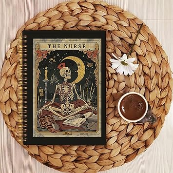 Wheatwin Nurse Notebook, Nursing Notebook, Nurse Gifts for Women, Nurse Appreciation Gifts, Gothic Nurse Supplies Hardcover Spiral Notebook 5.5x8.3