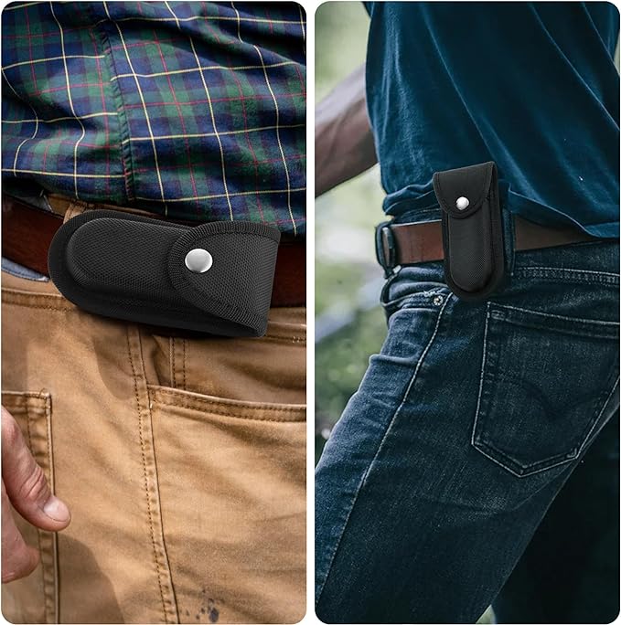 Nylon Pocket Knife Sheath, 5''-5.5'' Multitool Pouch, Folding Knife Belt Sheath with Snap Closure and Horizontal or Vertical Carry Belt Loop, Multitool Case for Outdoor or Daily Use, Larger Size