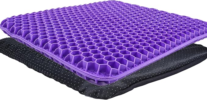Yimiyaa Gel Seat Cushion, Double Thick Egg Gel Cushion for Pressure Pain Relief, Breathable Wheelchair Cushion Chair Pads for Car Seat Office Chair Purple and Black