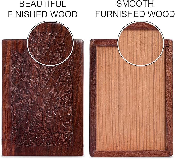Wooden Keepsake Urn Box for Human Ashes, Cremation Memorial Urn Box, Handcarved Decorative Urn, Wooden Box Urn for Pets, Cat, Infant, Adult Memorial Urns, Burial Urns for Ashes- Small