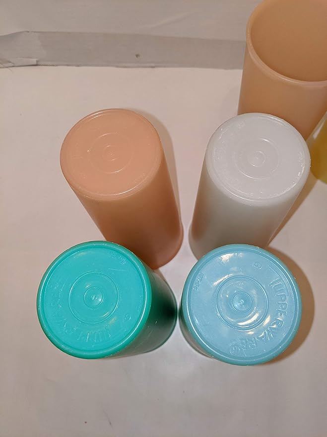 Tupperware Set of 6 Classic Vintage Smooth 16 Ounce Pastel Tumblers 107