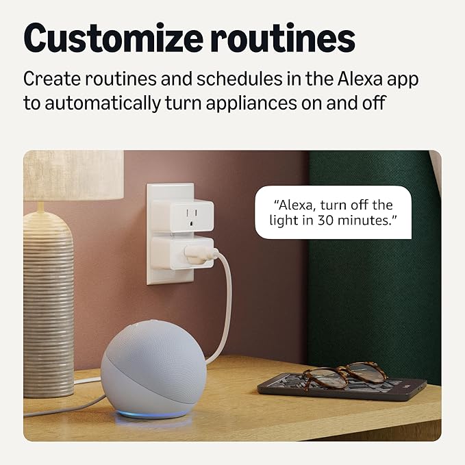 Basics Smart Plug, Works with Alexa Only, 2.4 GHz Wi-Fi, No Hub Required, 1 Pack, White