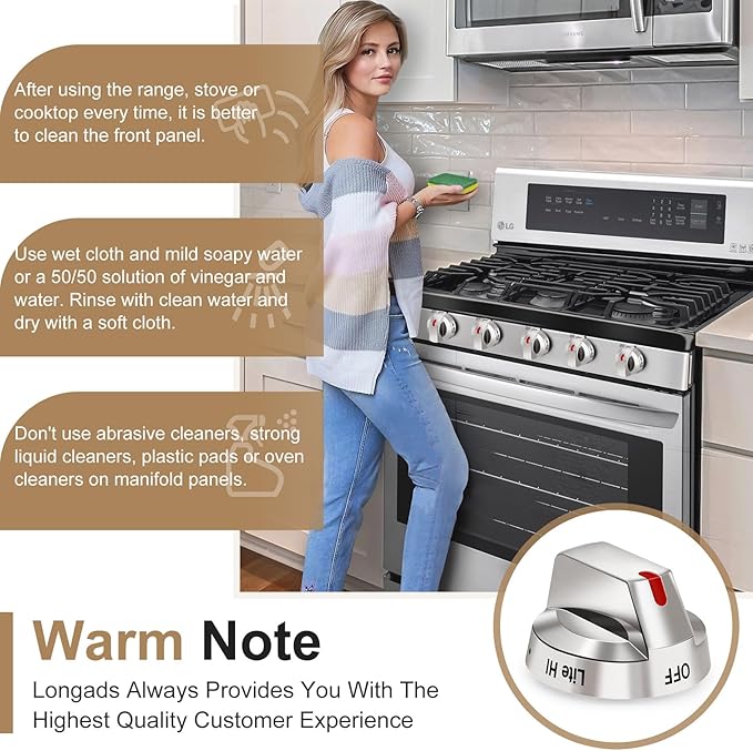 DG64-00473A Upgraded Gas Stove Knobs Compatible with Samsung Stainless Steel Gas Range Stove Knobs Replacements Nx58f5700ws Nx58h5600ss Nx58h5650ws Nx58j7750ss (1 pc)