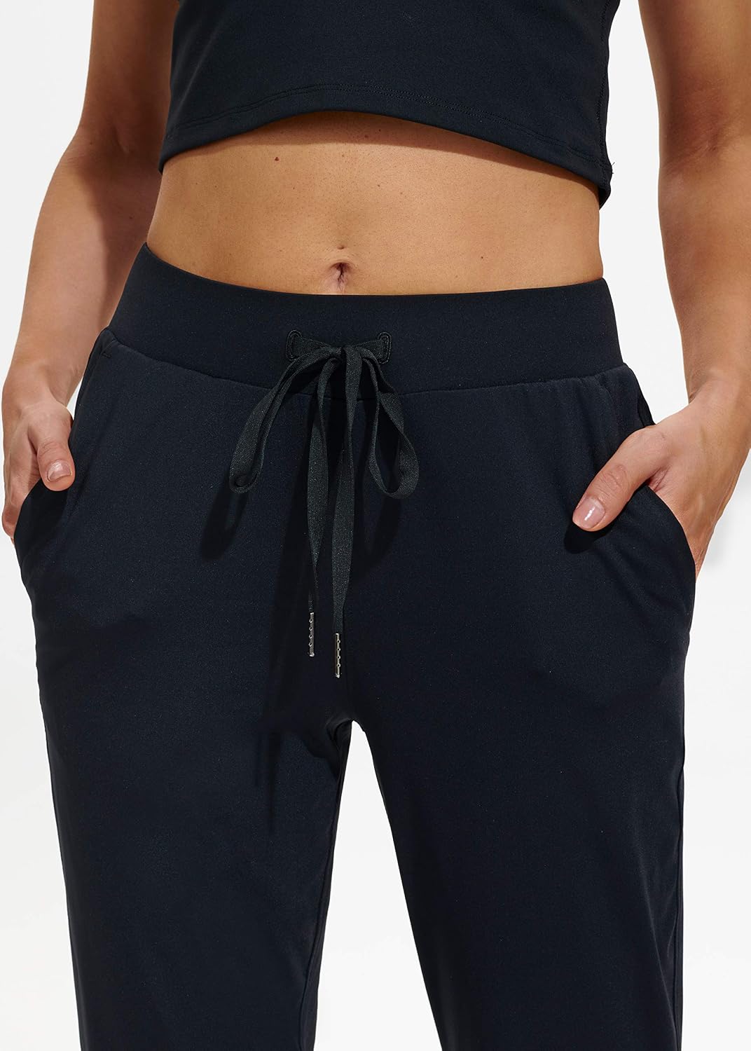 Stretchy, skin-friendly joggers for workouts, lounging, or everyday wear with deep pockets and a tapered fit.