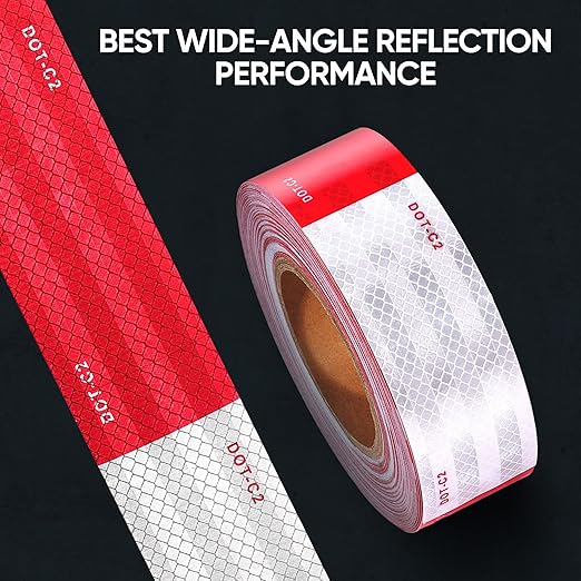 UIOCSSC DOT-C2 Reflective Tape 2 Inch x 30 Feet Red White Conspicuity Safety Reflective Tape Outdoor Waterproof for Vehicles Trailers Boats Signs