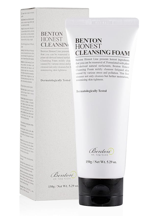 Benton Honest Cleansing Foam, 150g, Moisturizing, Soothing, Sensitive Skin, Dehydrated skin, Dermatologically Tested, Camelia Japonica Seed Oil, Palm oil derived surfactant