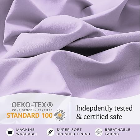 LuxClub 4 PC Full Sheet Set, Breathable Luxury Bed Sheets, Deep Pockets 18" Wrinkle Free Cooling Bed Sheets Machine Washable Hotel Bedding Silky Soft - Lavender Full