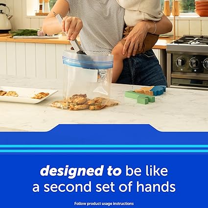 Ziploc Quart Food Storage Freezer Bags, Stay Open Design with Stand-Up Bottom, Easy to Fill, 100 Count