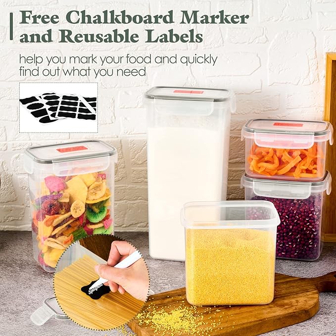 14 Pack Food Storage Containers With Lids Airtight Dry Plastic Kitchen Containers For Pantry Organizing Canisters BPA-Free