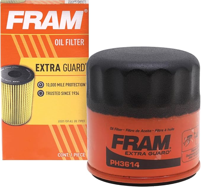 FRAM Extra Guard PH3614, 10K Mile Change Automotive Replacement Interval Spin-On Engine Oil Filter for Select Vehicle Models