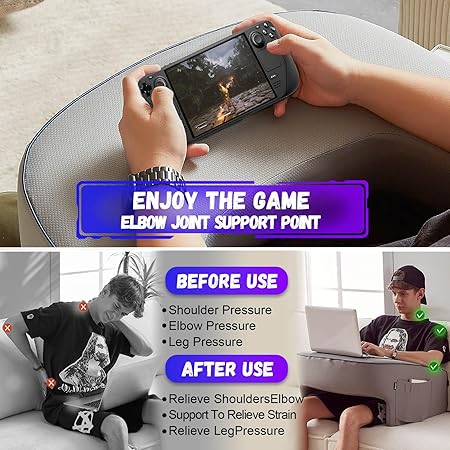 Reading Pillow for Gaming, Extra Large Arm Rest Pillow for Adult, Memory Foam Bed Rest Pillow for Reading, Working, Playing Steam Deck Switch or Sitting in Bed Floor Sofa(Grey)