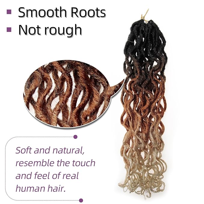 New Goddess Locs Crochet Hair,18" Faux Locs Crochet Hair Hippie Locs Synthetic Extension Ombre Crochet Locs Boho Style Crochet Braids (2 Packs 1B30613, 18")