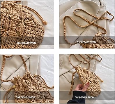 Women's Woven Crossbody Bag, Fashion Bucket Bag, Fashion Shopping Bag, Trendy Beach Bag