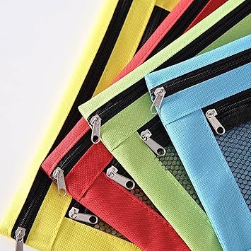 Pencil Pouch for 3 Ring Binder, Clear Window Pencil Case for Binder, Pencil Bags with Zipper Reinforced Grommets, Pencil Case for Binder, Fabric Pencil Pouch (Yellow)