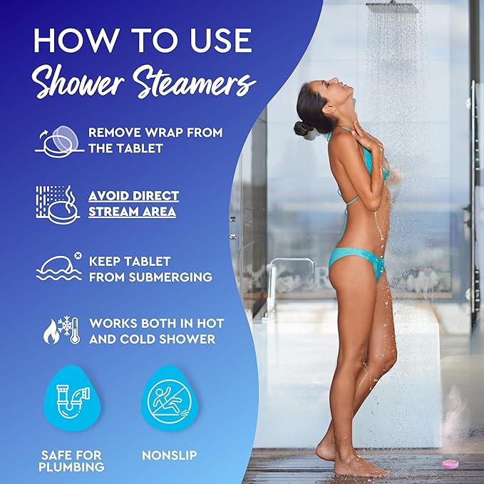 Cleverfy Shower Steamers Aromatherapy for Women and Men Self-Care Shower Bombs for Stress Relief and Relaxation 6 Tablets