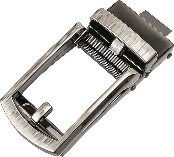35mm Ratchet Belt Buckle Replacement for 1 14 Slide Belt Strap (32mm) Hebillas para Cinturones de Hombre, Clip-On Push Blade Click Buckle for Men, Automatic Adjustable Accessory Wedding Casual
