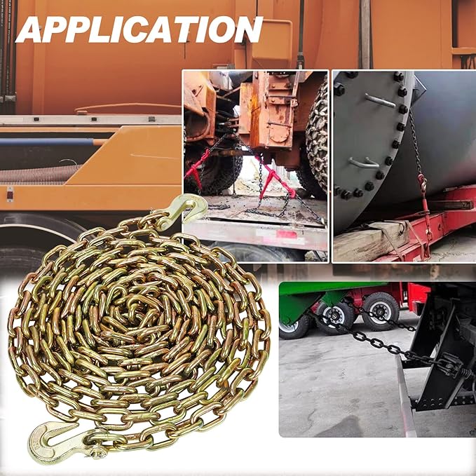 516" x 20' Grade 70 Transport Binder Chain with G70 Clevis Grab Hooks 4,700 Safe Working Load for Load Tie-Down Fixed Cargo Flatbed Truck Trailer Chain-1Pack