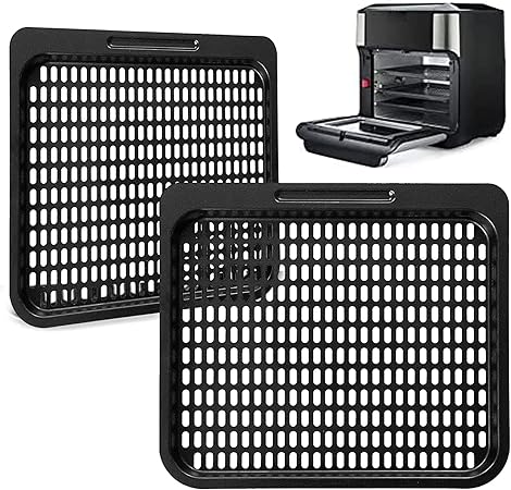 Air Fryer Cooking Tray for Instant Vortex Plus10 Quart, 2 PCS Food Grade Nonstick Replacement Rack Parts Grill Pan Crisper Plate for Innsky 10.6Qt CROWNFUL 10.6Qt Air Fryer Oven, Dishwasher Safe