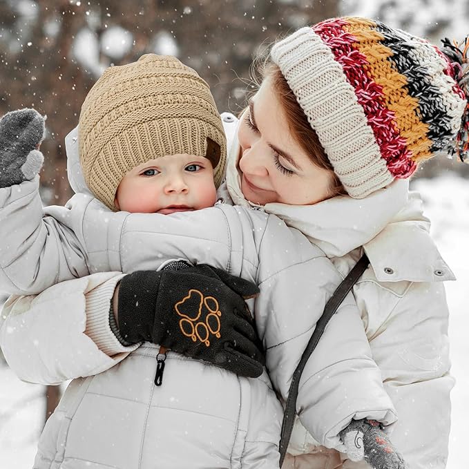Century Star 3 Pack Baby Winter Hat Satin Lined Baby Beanie for Boys Girls Warm Knit Infant Toddler Hats Cap