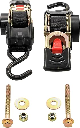 Camco Retractable Transom Tie Down Strap - Secures Your Boat While Traveling Bolt-On Design 1,500 lb. Break Strength Measures 1 W, 5 12 L Durable Corrosion Resistant Design - (50032)