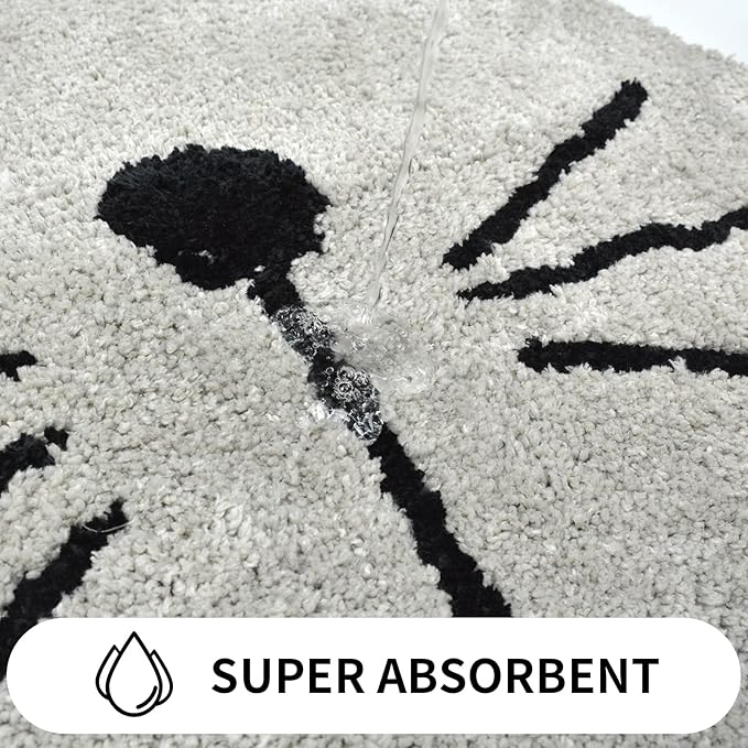 HelloTree Cat Design Bath Mat, Non-Slip, Soft, Washable, Absorbent, Fun Absorbent Mat for Kids, for Living Room, Bedroom, Bathroom, 23.6 x 23.6 inches, Gray