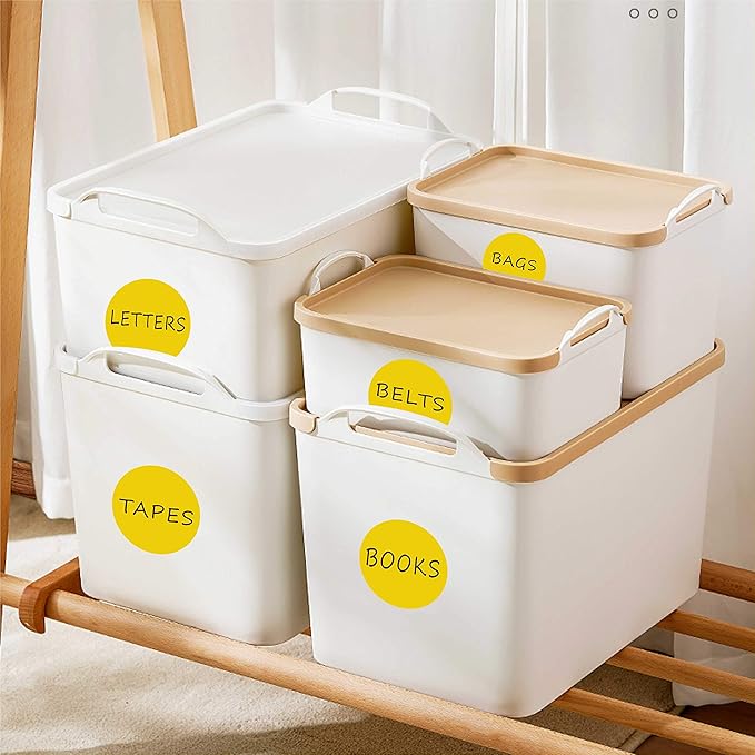 PARLAIM 3 Inch Round Permanent Adhesive Color-Code Dot Stickers,500 per Roll dots Label Dispenser Box,Iventory Circle Stickers (Yellow)