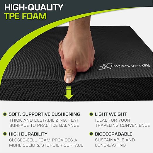 ProsourceFit Exercise Balance Pad Non-Slip Cushioned Foam Mat & Knee Pad for Fitness and Stability Training, Yoga, Physical Therapy 15.5�x12.75�