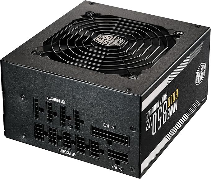 Cooler Master MWE Gold 850 V2 Full Modular, 850W, 80 Gold Efficiency, 2 EPS Connectors, 120mm HDB Fan, Semi-fanless Operation, 5 Year Warranty