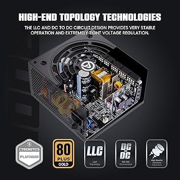 1300W ATX 3.0 PCIE 5.0 Power Supply, 80 Plus Gold Certified, Fully Modular, 10 Year Warranty