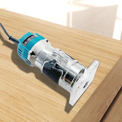 110V 800W Palm Router Electric Hand Trimer Wood Router 1/4" Collets Woodworking Tool Laminate Trimer, Blue