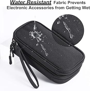 Travel Tech Kit, Universal Carrying Organizer Case Bag for Small Electronics and Accessories, Waterproof (Black)