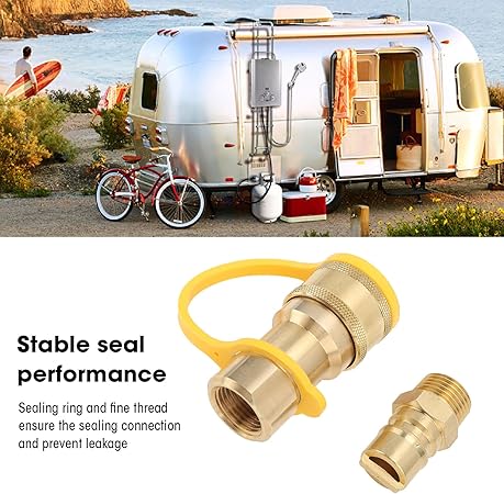 3pcs Gas Quick Connect Fittings, Gas Fittings Brass Gas Quick Connect Adapter Kit for Rv Trailer Van