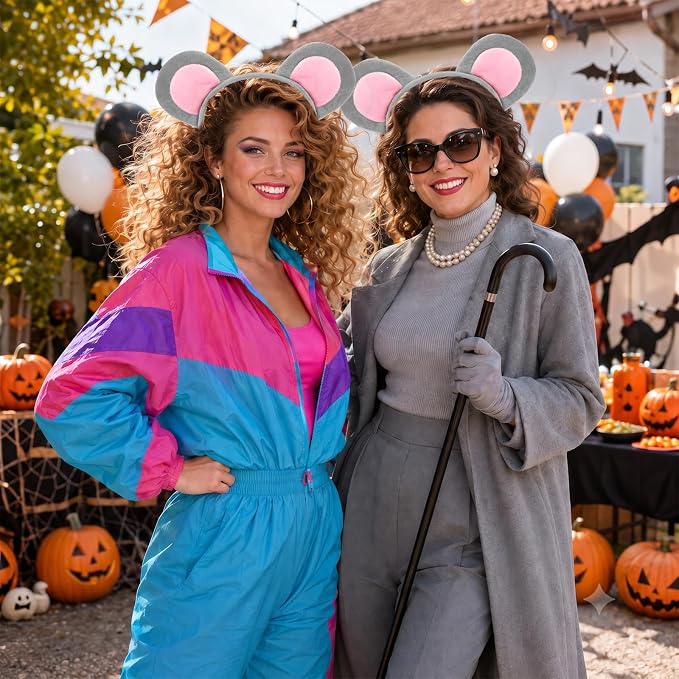 Halloween Mouse Ears Headband, Grey Mouse Ears Animal Halloween Costume Accessories Adult Women, Rat Ears Headband Dress Up
