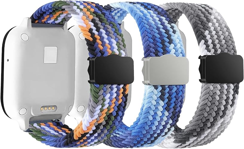 Braided Solo Loop Band Compatible with Gizmo Watch 3/2/1 Gabb Watch 3/2/1 SyncUP Watch Band,20mm Soft Adjustable Elastic Nylon Band,Magnetic Buckle,Small Size