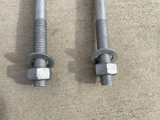 Sandbaggy 34" x 10" Threaded Concrete Anchor L-Bolts (Nuts Washers Included) - Hot Dipped Galvanized - Sill Plate, Base Plate, Masonry, Wood, Cement Anchors, J Bolt (1, 34" x 10")