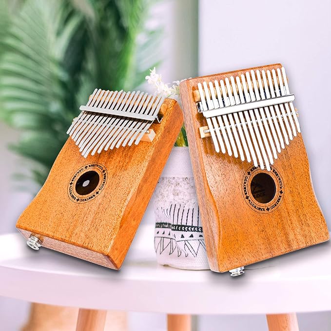 EASTROCK 17 Key Electric Kalimba Thumb Piano Built-in Pickup Professional Electric Kalimba Finger Piano for Kid Adults Beginners Professional (Mahogany Hand Rest EQ)