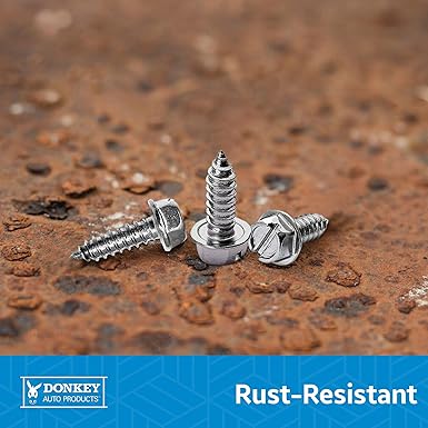 100 Pack of License Plate Screws - Number 14 x 3/4" Inch Slotted Hex Head American Style - for Vehicles