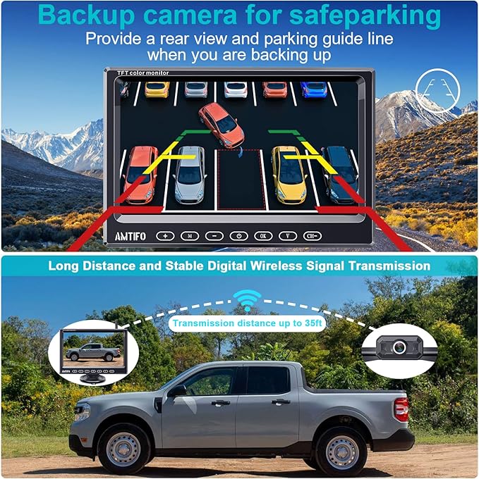 Wireless Backup Camera for Truck Car : 7-Inch Touch Key Monitor Plug