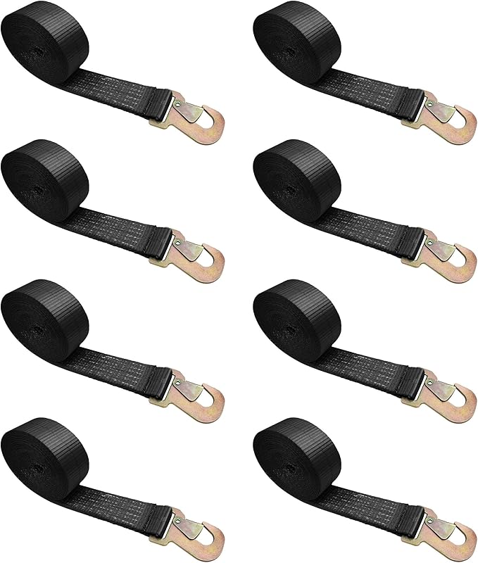 Mega Cargo Control 2 inch x 120 inch Snap Hook Lasso Tow Straps, for Wheel Lift Car Hauling, Trailer, Towing (Pack of 2; Black) - Imported