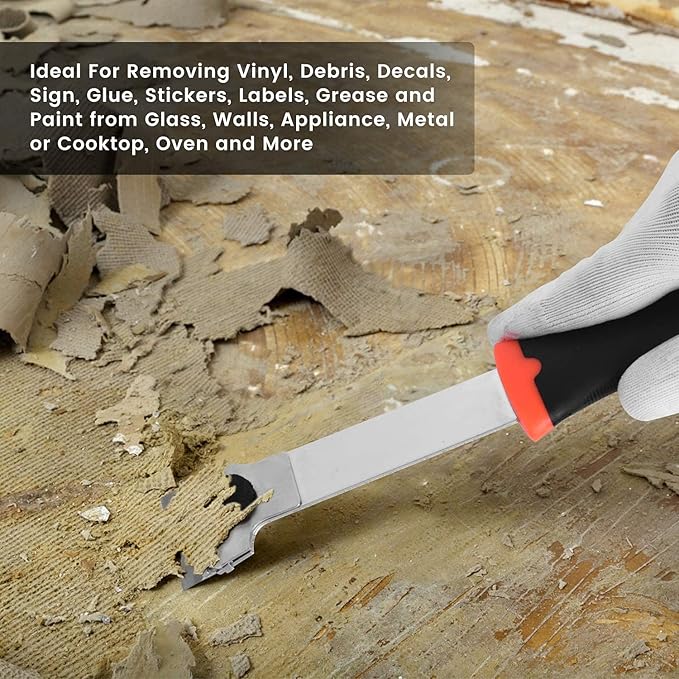 DEKEones Razor Blade Scraper, Long Handled Scraper Tool with 10 Extra Replacement Blades, Razor Scraper Remover for Cleaning Sticker, Paint, Caulk from Window, Car, Glass, Windshield, Stove