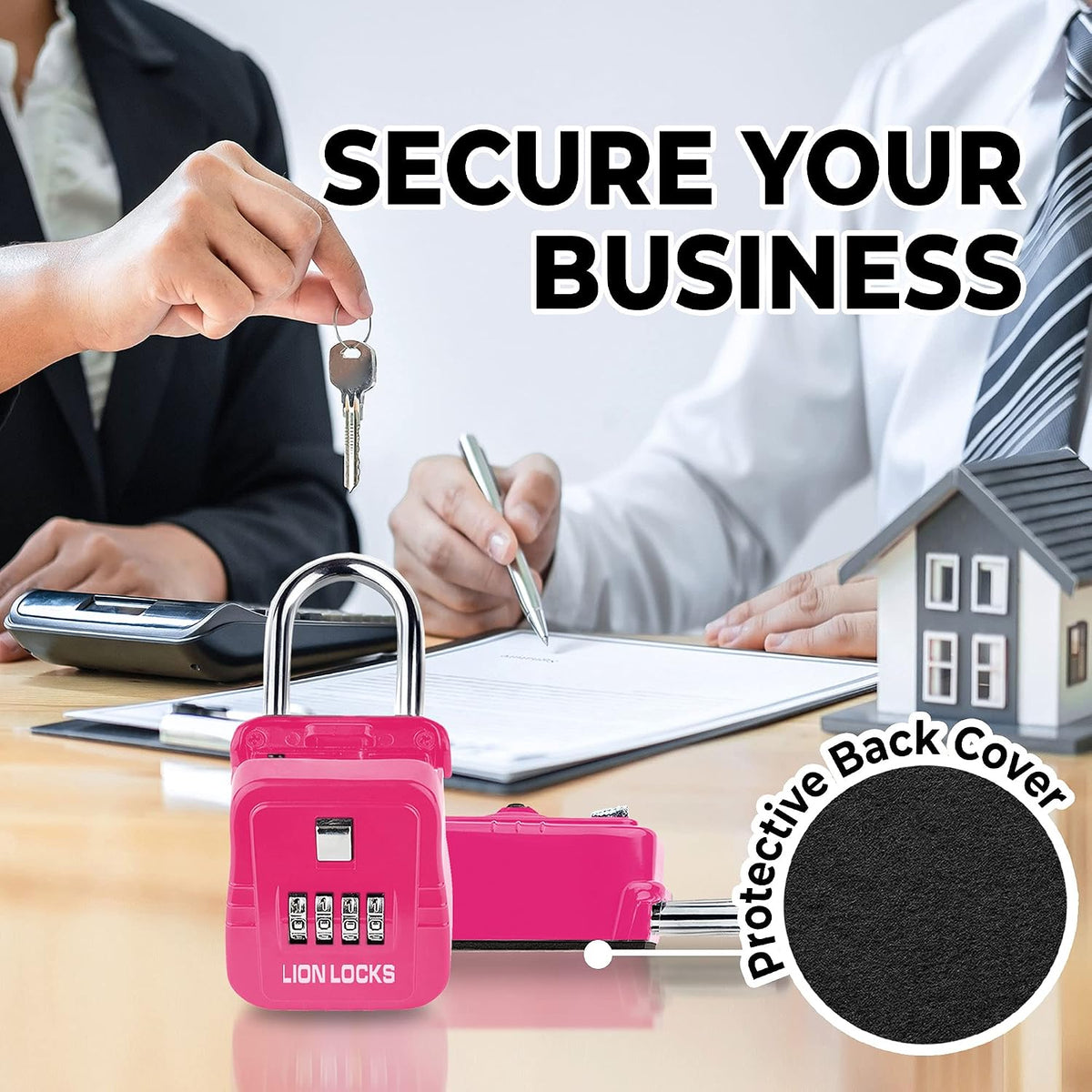 1500 Key Lock Box with Code, Lockbox for Keys Outdoor, Realtor Lock Box for Short-Term Rentals, Holds 5 Keys (1 Pack, Pink)