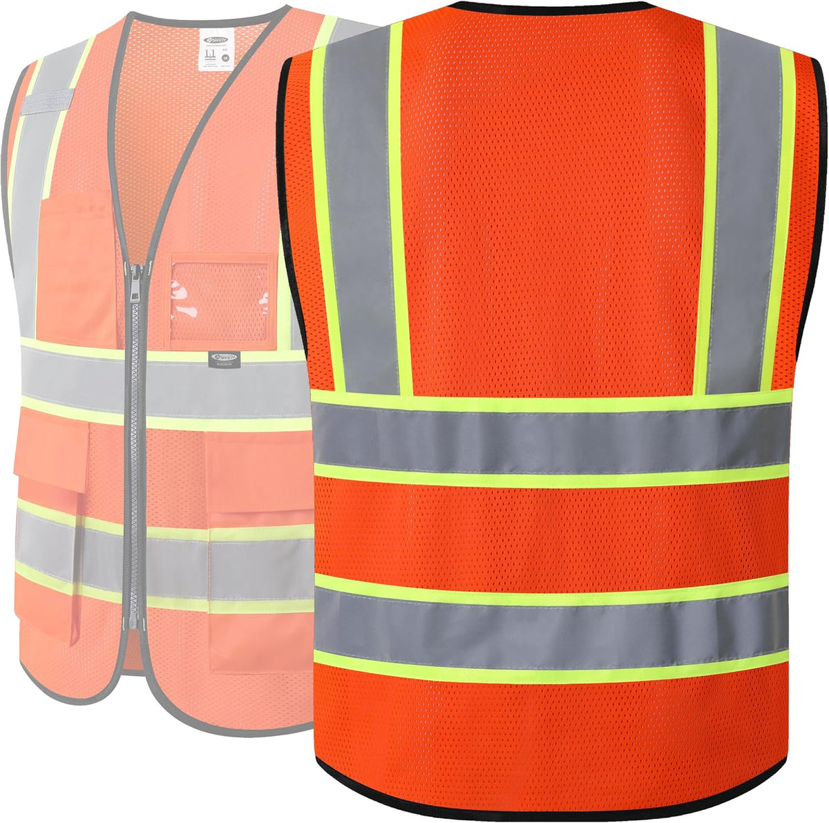 Safety Vest for men women Hi Vis Vest with Pockets and Zipper Class 2 High Visibility Meet ANSI Standard?BX320)