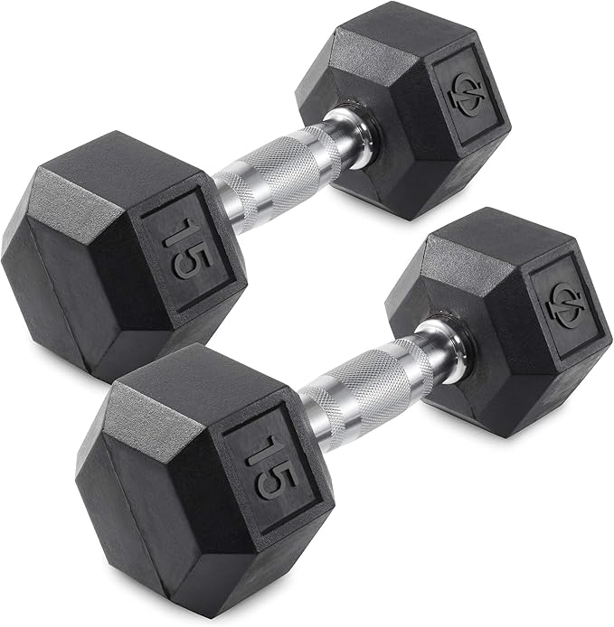Philosophy Gym Rubber Coated Hex Dumbbell Hand Weights, Pairs