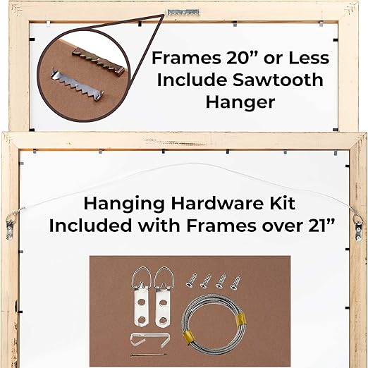 17x20 Frame Natural Wood Picture Frame | 0.75 Inch Moulding Width | Solid Wood | Complete with UV Acrylic Plexiglass, Foam Board Backing & Hanging Hardware
