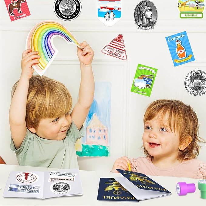 18 Pcs Blank Passport Notebook Fake Passport Books for Kids Travel Journal 4 x 5.5Inch Blank Passport Notebook World Travel Pretend Activity Classroom School Projects Theme Party Favors