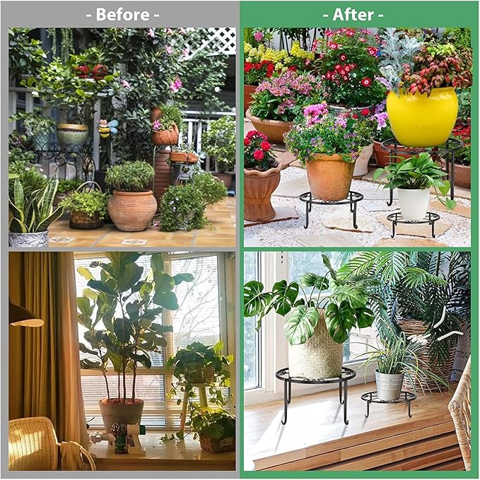 JUOPZKENN Metal Plant Stands for Flower Pots, 5pcs Metal Plant Stand Innovative Decorative Sturdy Stable Indoor Outdoor Flower Pot Holders for Multiple Plants Pots