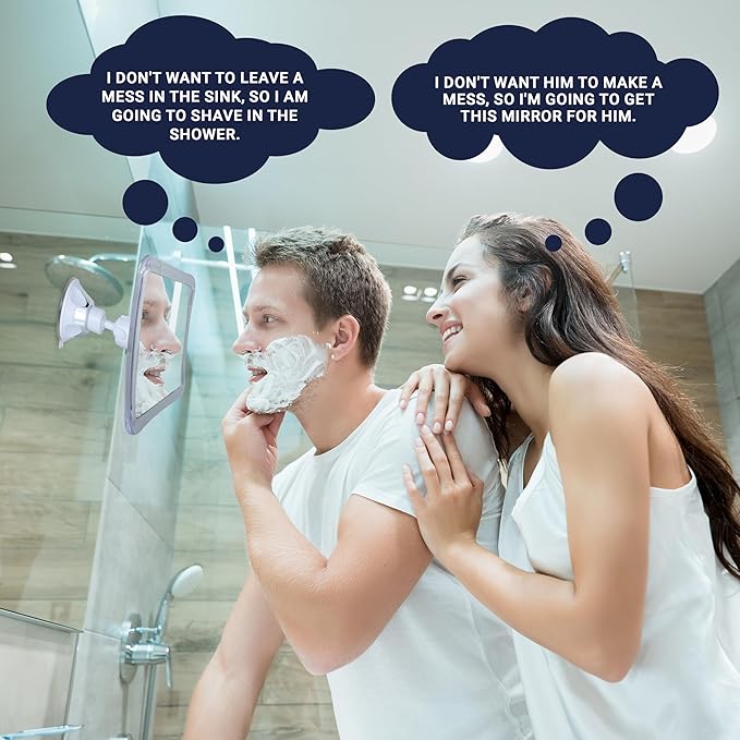 MIRRORVANA Fogless Shower Mirror for Shaving with Upgraded Suction, Anti Fog Shatterproof Surface and 360 Swivel - 6.3" x 6.3"