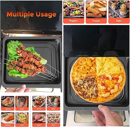 Air Fryer Cooking Tray for Instant Vortex Plus10 Qt, Food Grade Nonstick Replacement Rack Parts Grill Pan Crisper Plate for Chefman Innsky CROWNFUL 10.6Qt Air Fryer Oven, Dishwasher Safe
