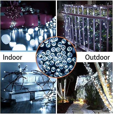 100 LED Solar Power Fairy Light String Lamp Party Xmas Garden Outdoor Cool White